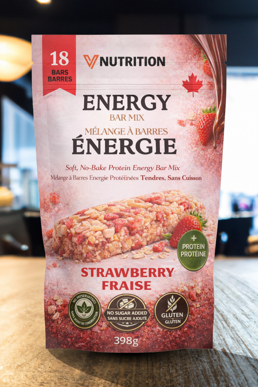 Mélange de Barres Énergétiques avec Fraise, enrichi en Protéines